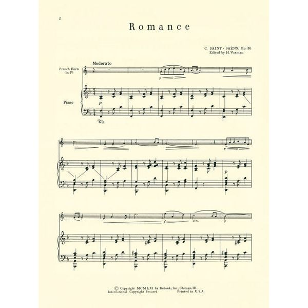 Rubank Publications Saint-Sans Romance op. 36