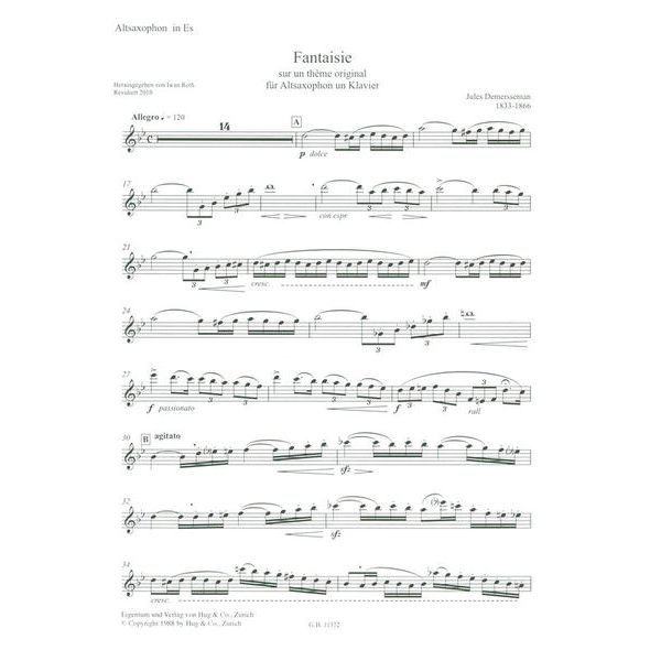 Edition Hug Demersseman Fantaisie A-Sax