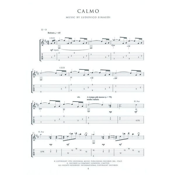 Wise Publications Einaudi The Guitar Collection