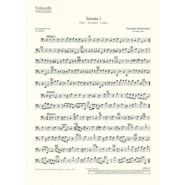 Schott Sammartini 12 Sonaten Heft 1