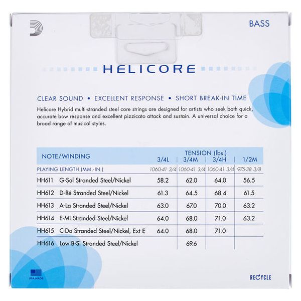 Daddario HH610-3/4L Helicore Bass 3/4