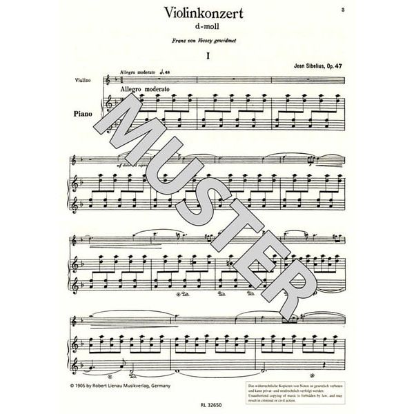 Musikverlag Robert Lienau  Sibelius Violin-Concert d-Moll