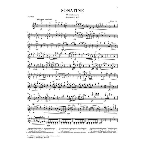 Henle Verlag Dvorak Sonatine Violin G-Dur