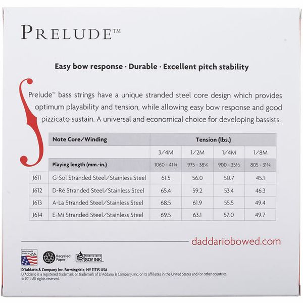 Daddario J610-1/2M Prelude Bass 1/2