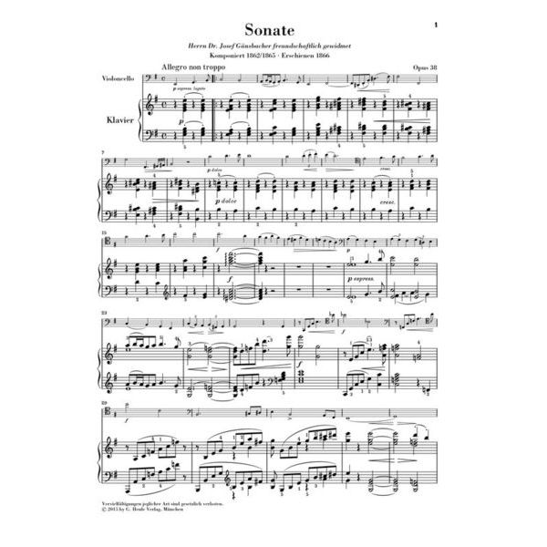 Henle Verlag Brahms Sonate e-moll Cello
