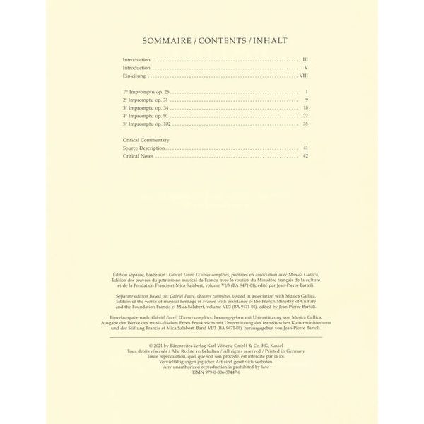 Brenreiter Fauré 5 Impromptus