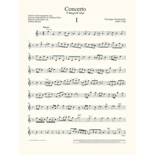 Schott Sammartini Concerto F-Dur