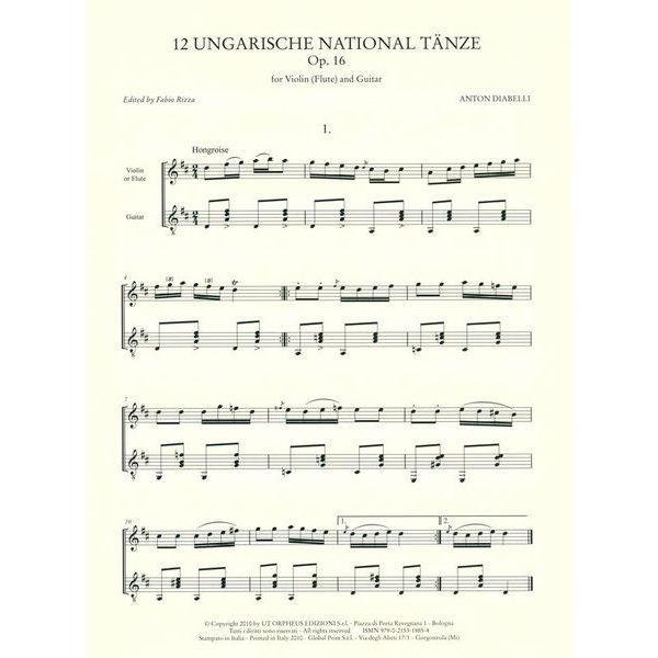 UT Orpheus Edizioni Diabelli 12 Ungarische Tnze