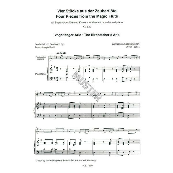 Sikorski Musikverlage Zauberflöte Sopranblockflöte