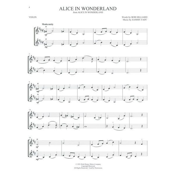 Hal Leonard Disney Songs For Violin Duet