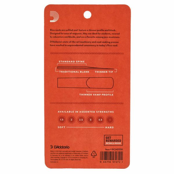 DAddario Woodwinds Rico Bb- Clar 3.0 - 3-Pack