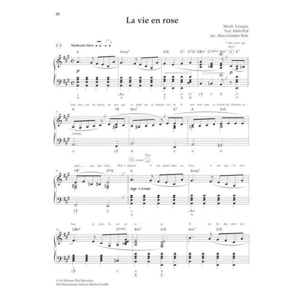 Holzschuh Verlag Akkordeon Pur Edith Piaf