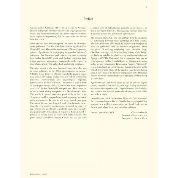 Edition Peters Backer Grndahl Fantasy Pieces