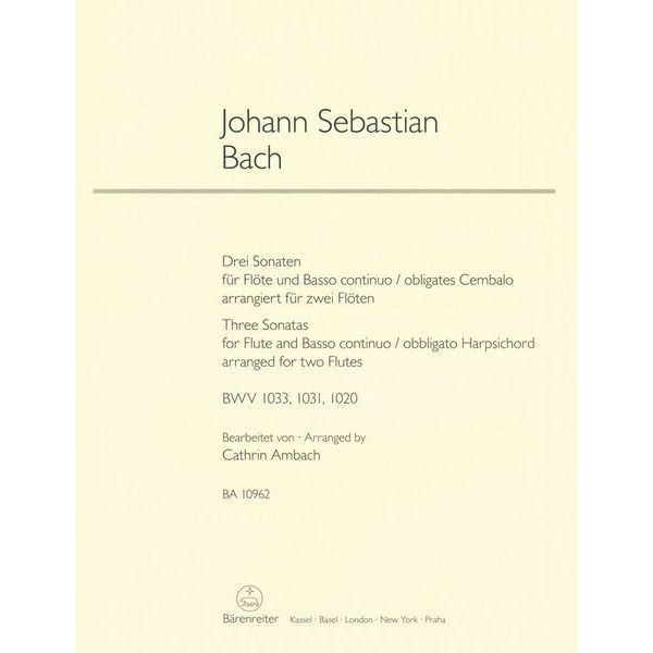 Brenreiter Bach 3 Sonaten for 2 Flöten