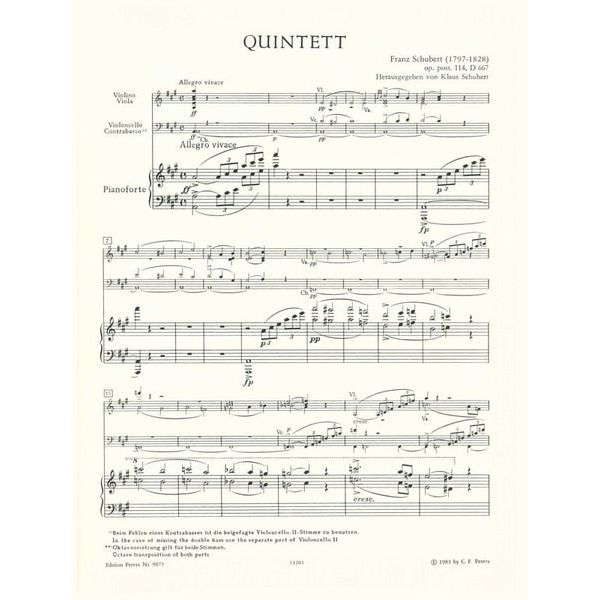 Edition Peters Schubert Forellenquintett