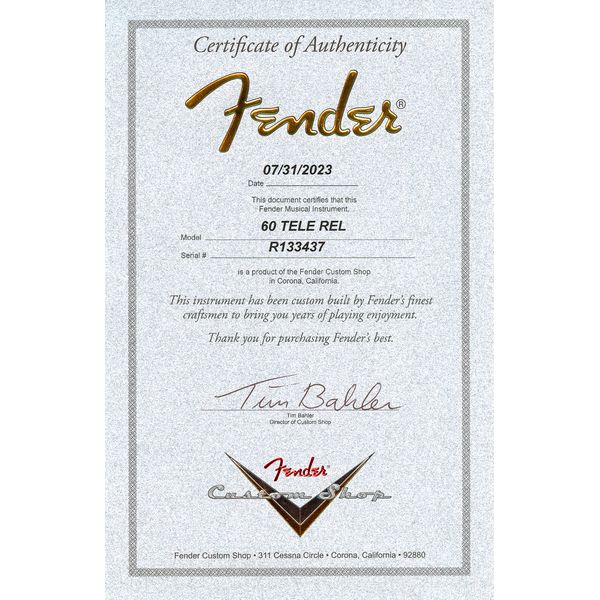 Fender 60 Tele Relic RW GYW
