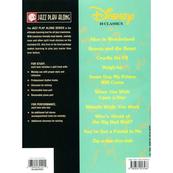 Hal Leonard Jazz Play-Along Disney Classic