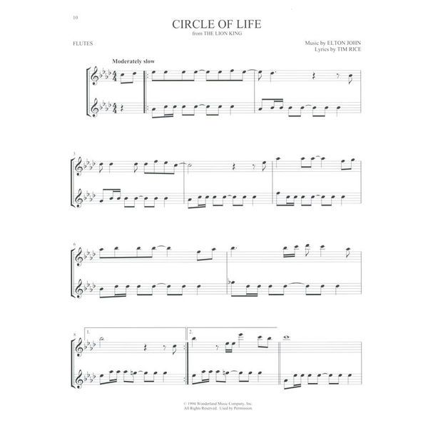 Hal Leonard Disney Songs For Two Flute