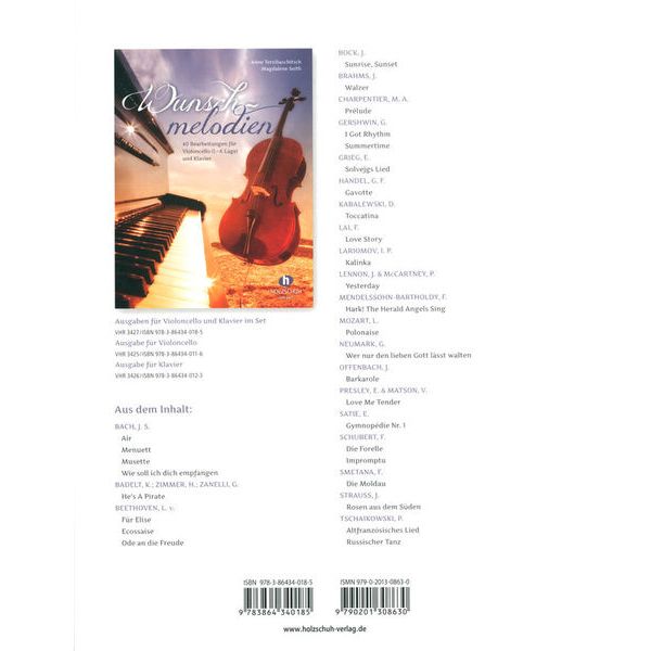 Holzschuh Verlag Wunschmelodien Cello/Piano