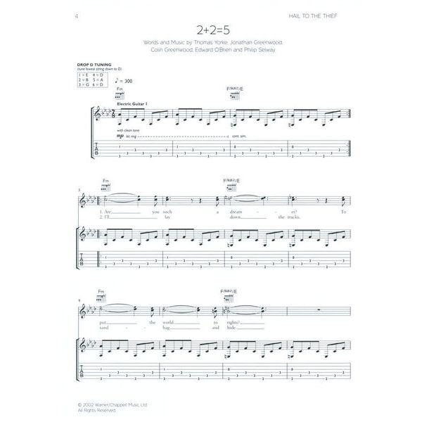 Faber Music Radiohead Guitar Songbook