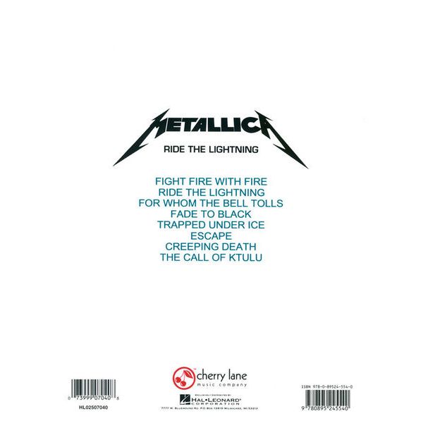 Hal Leonard Metallica Ride Lightning Bass
