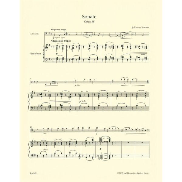 Brenreiter Brahms Cellosonate e-moll