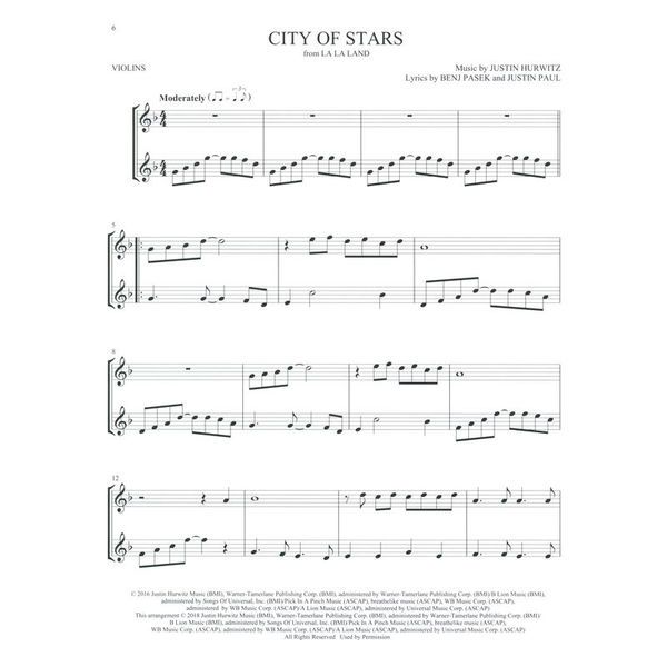 Hal Leonard Movie Songs For Two Violins