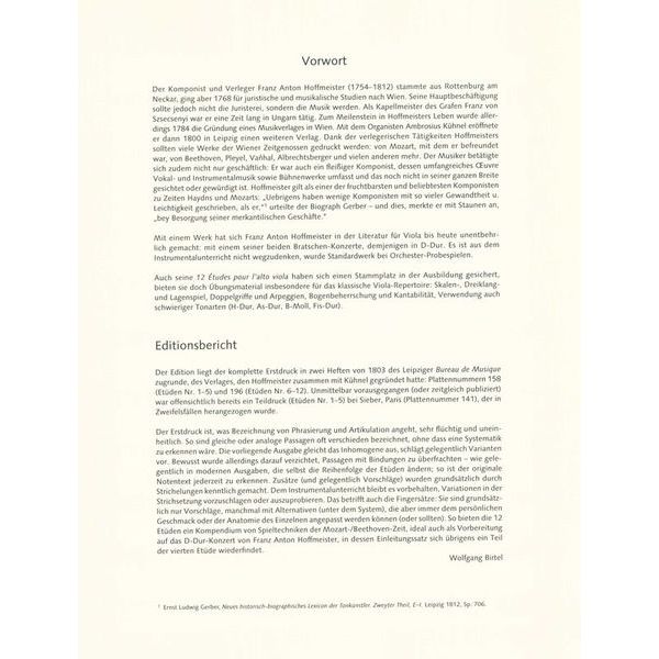 Schott Hoffmeister 12 Etüden Viola
