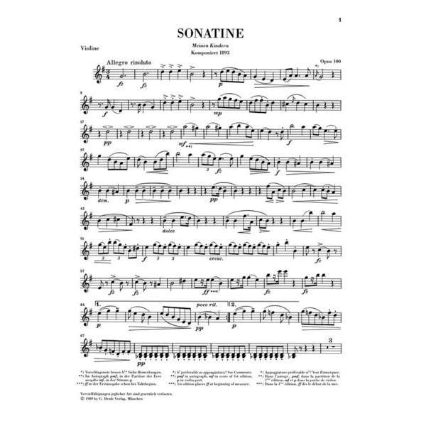 Henle Verlag Dvorak Sonatine Violin G-Dur