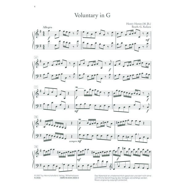 Heinrichshofen Verlag Altenglische Orgelmusik