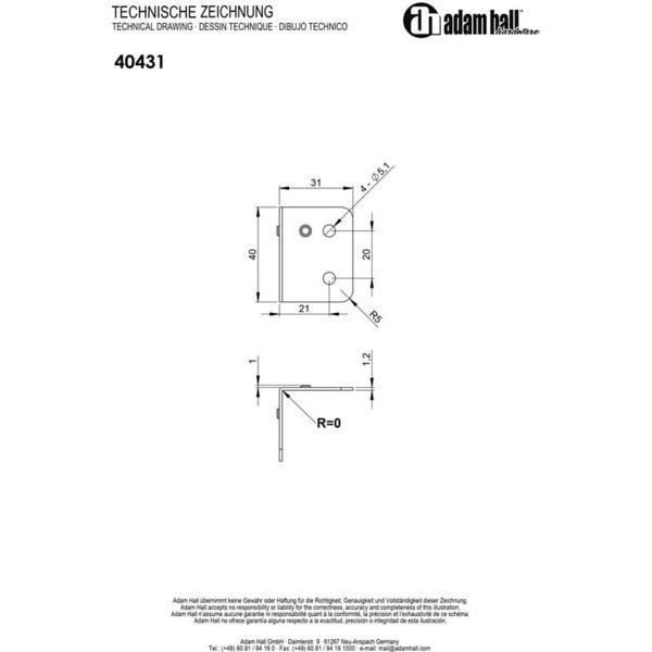 Adam Hall 40431 Corner Brace 40 x 31