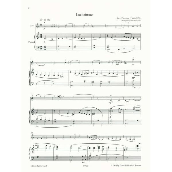 Edition Peters Transcriptions Violin Piano 1