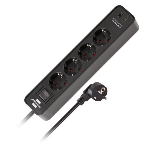 Brennenstuhl Ecolor 4-Way 1,5m USB sw