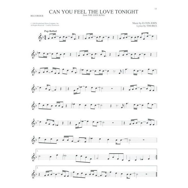 Hal Leonard 101 Disney Songs Recorder