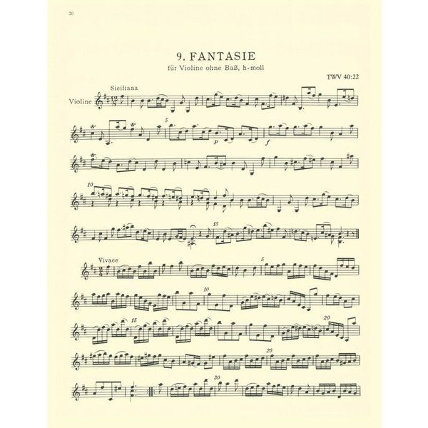 Brenreiter Telemann 12 Fantasien Violin