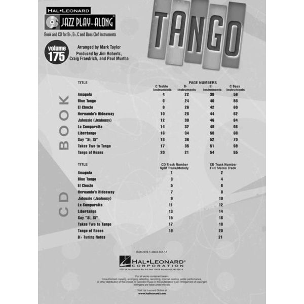 Hal Leonard Jazz Play-Along Tango