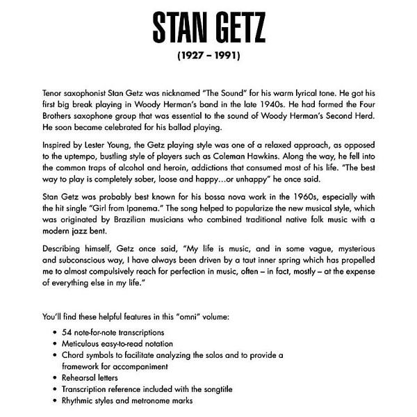 Hal Leonard Stan Getz Omnibook Bb