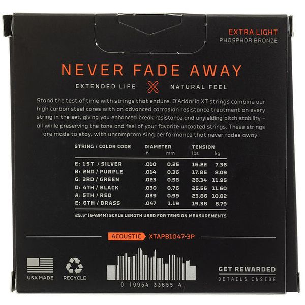 Daddario XTAPB1047-3P Extra Light