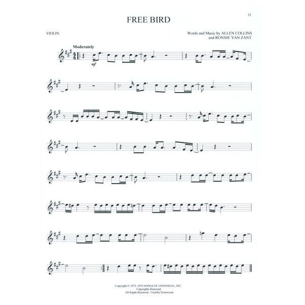 Hal Leonard Greatest Songs Of Rock Violin