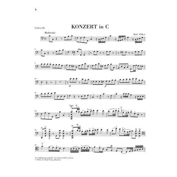 Henle Verlag Haydn Violoncello Concerto C
