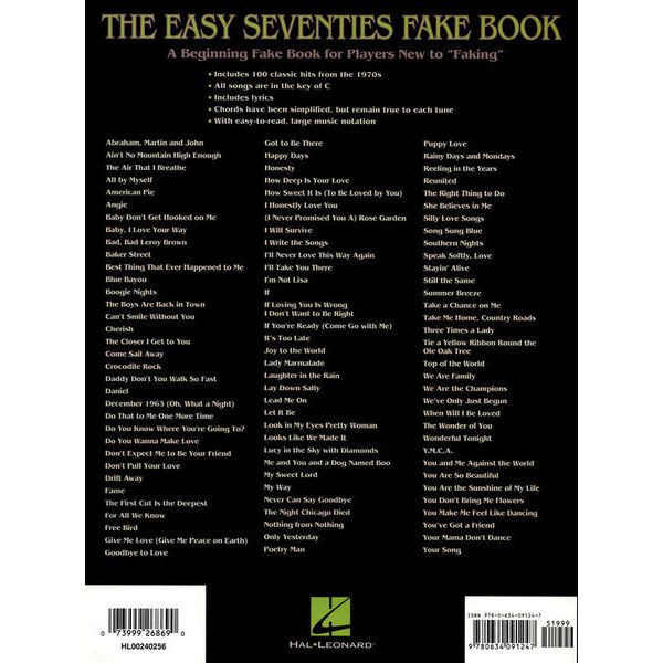 Hal Leonard The Easy Seventies Fake Book