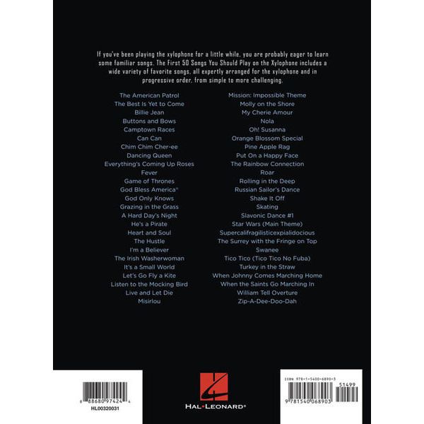 Hal Leonard First 50 Songs Xylophone
