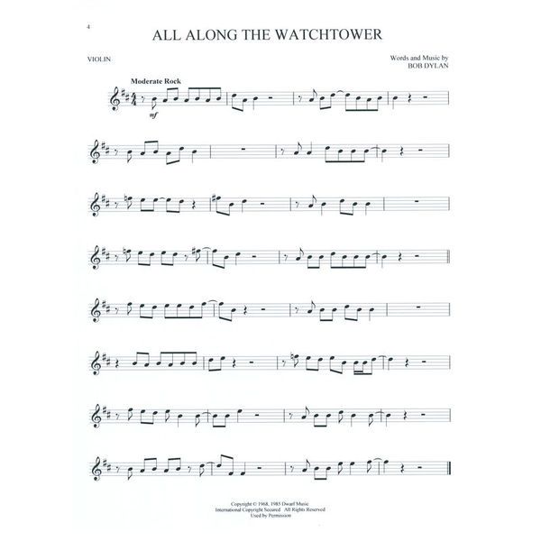 Hal Leonard Greatest Songs Of Rock Violin