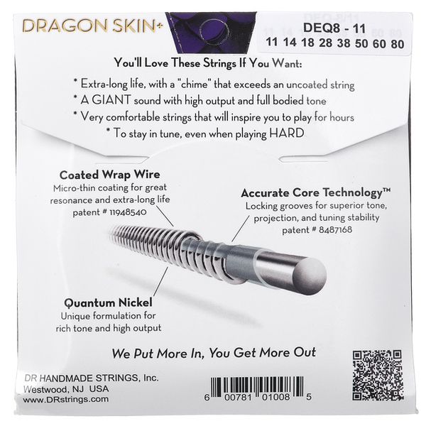 DR Strings Dragon Skin+ DEQ-8/11 Coated