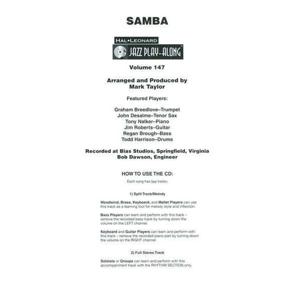 Hal Leonard Jazz Play-Along Samba