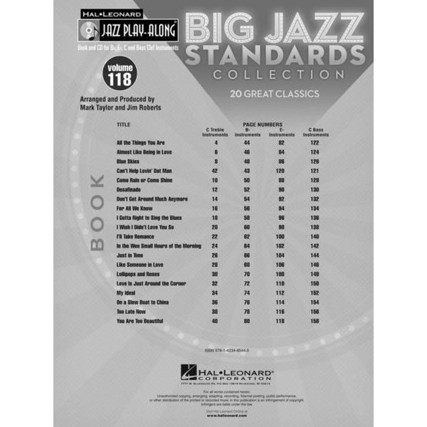 Hal Leonard Jazz Play-Along Jazz Standards