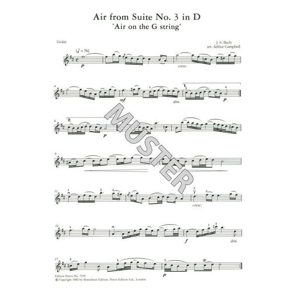 Edition Peters Bach Air D-Dur Violin/Piano
