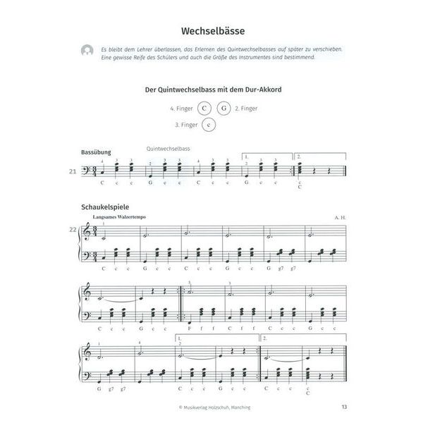 Holzschuh Verlag Neue Akkordeon Schule 2