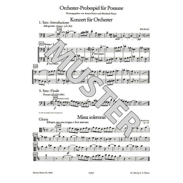 Edition Peters Orchester Probespiel Posaune