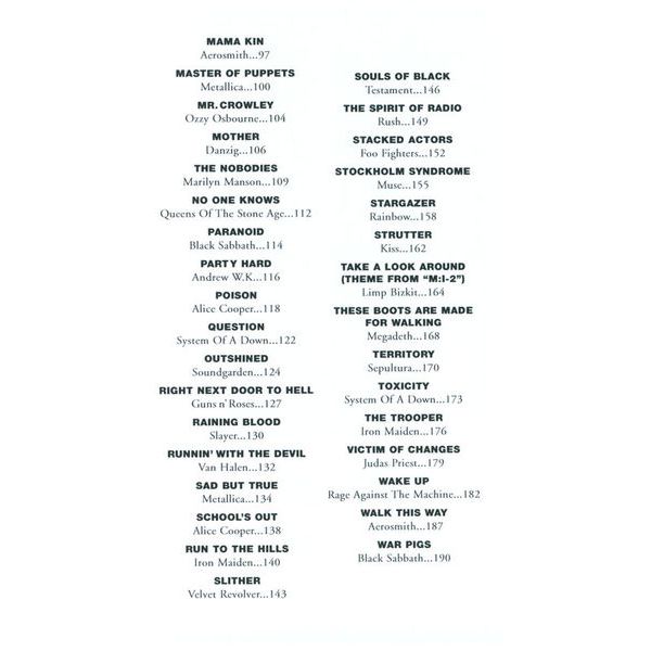 Wise Publications Little Black Book Metal Hits